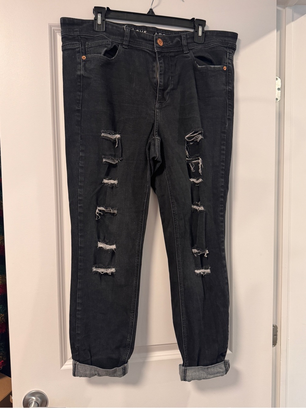 Plus Size Love & Legend Black Distressed Boyfriend Jeans